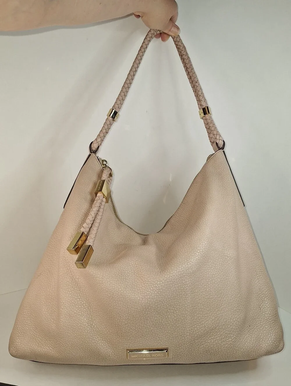 Michael Kors Lexington Large Hobo Bag Soft Blush Beige Pink Rope Handle FAIR